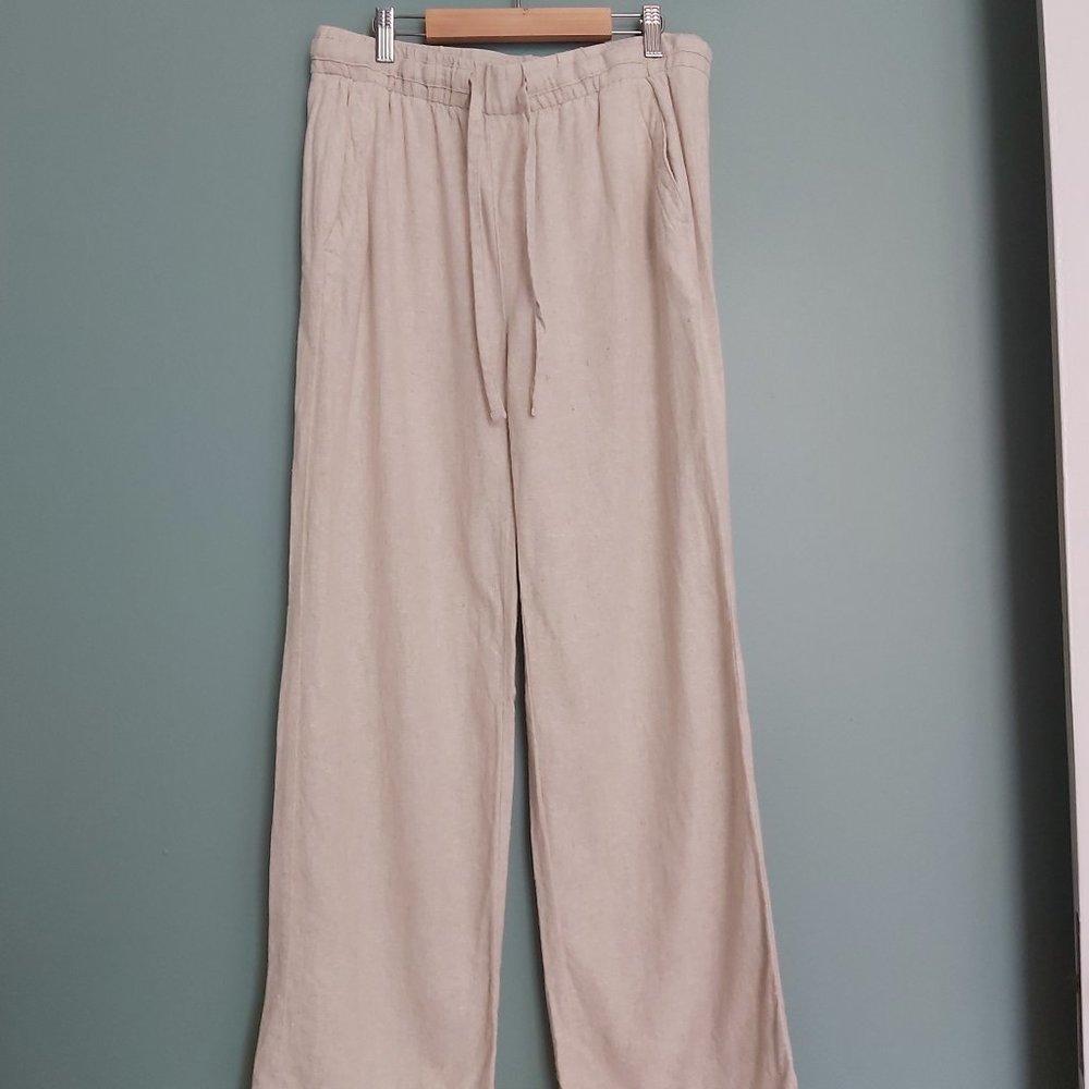 Linen wide leg trousers sz S